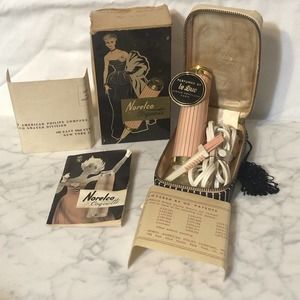 Vintage 1950s Norelco Coquette Pink Electric Shaver Hair Remover Original Box